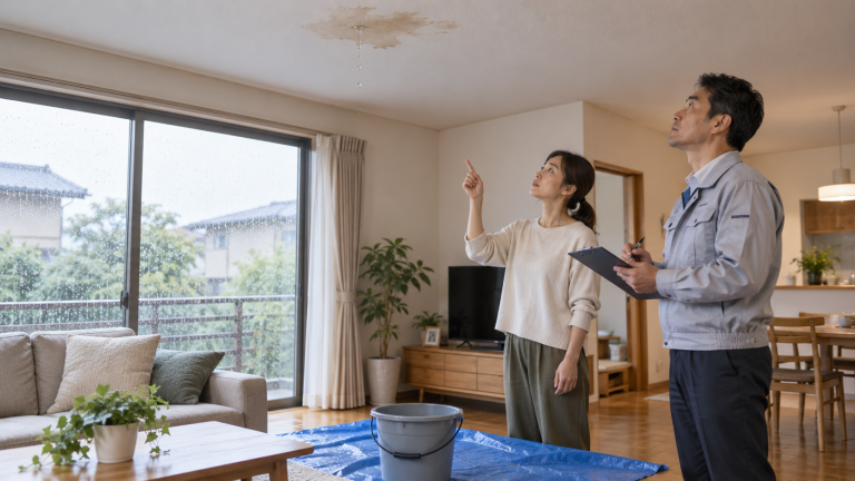 天井からの雨漏り修理費用はどう決まる？原因調査と内装復旧の見積もり方の解説イメージ