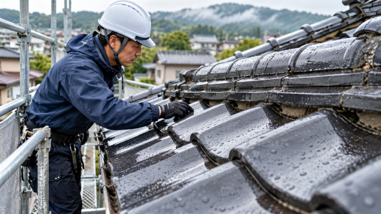 瓦屋根 雨漏り修理 自分でできる？安全な応急処置と判断基準の解説イメージ