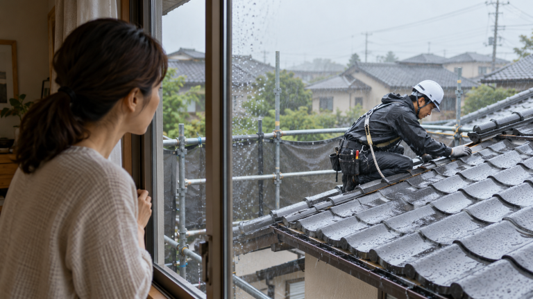 屋根 雨漏り修理 自分でできる？安全な応急処置とプロに任せる範囲の解説イメージ