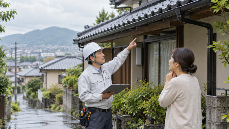 雨漏り修理 業者を近くで探す方法｜問い合わせから工事後確認までの解説イメージ
