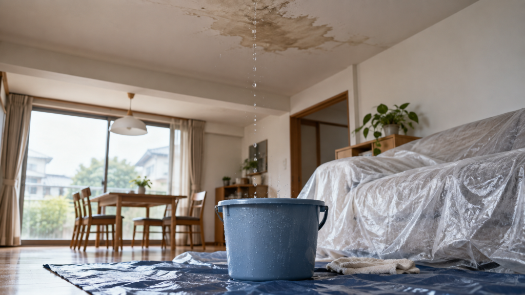 雨漏り修理 自分でできる？安全な応急処置と業者に任せる判断基準の解説イメージ