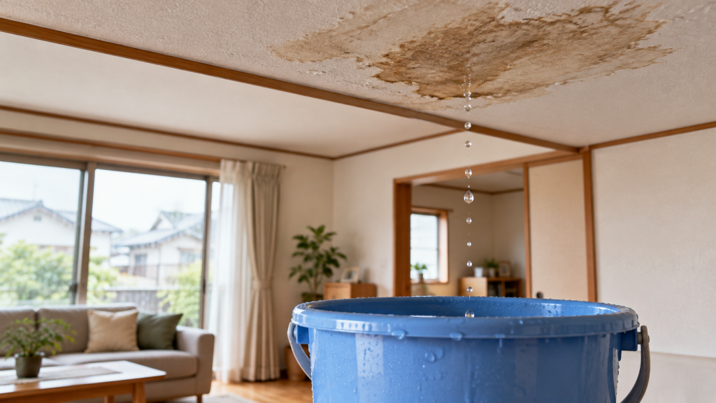 雨漏り修理 天井にシミや水滴が出たら？応急処置と原因調査・修理の進め方の解説イメージ